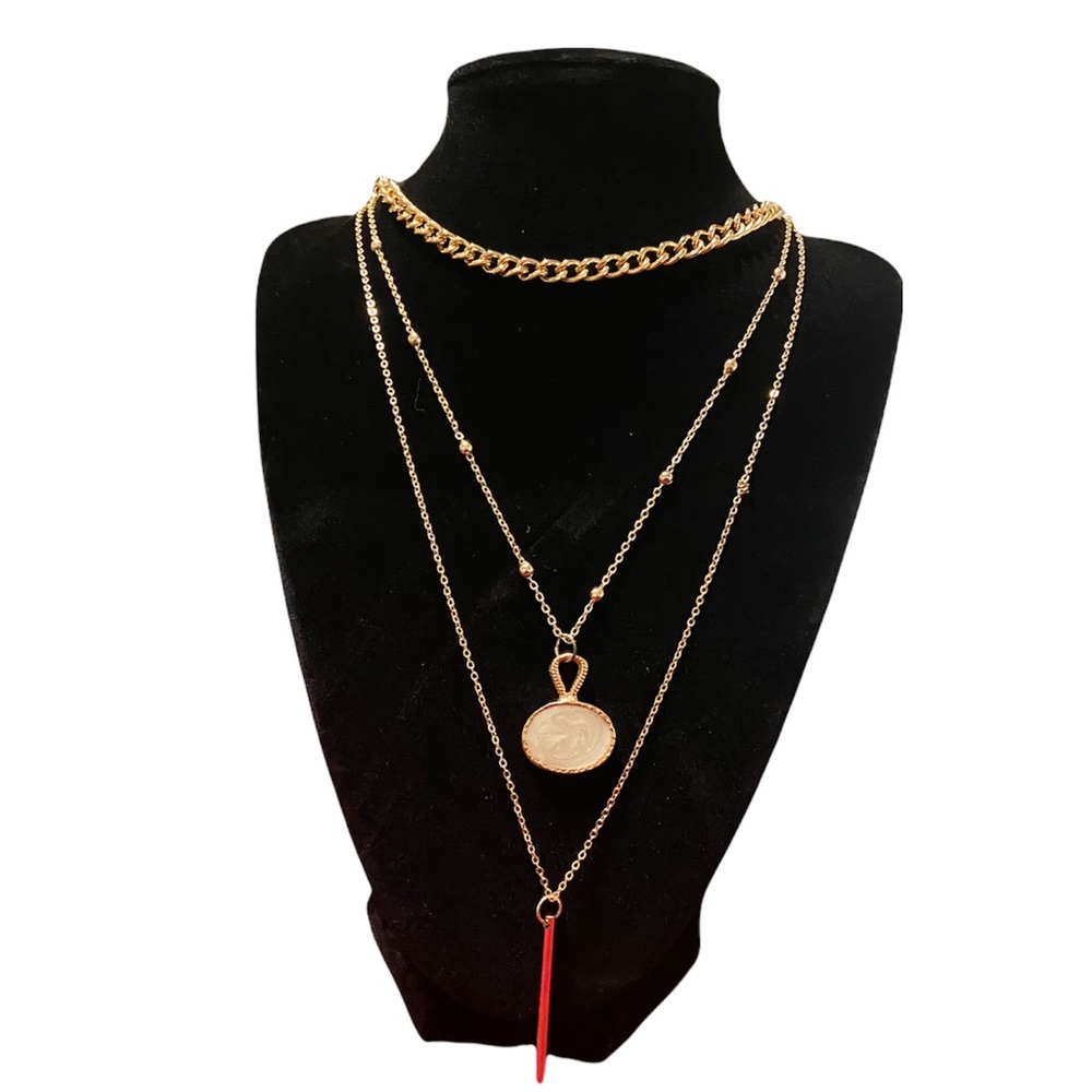 Women Golden Plated Stainless Steel Multilayer Necklace